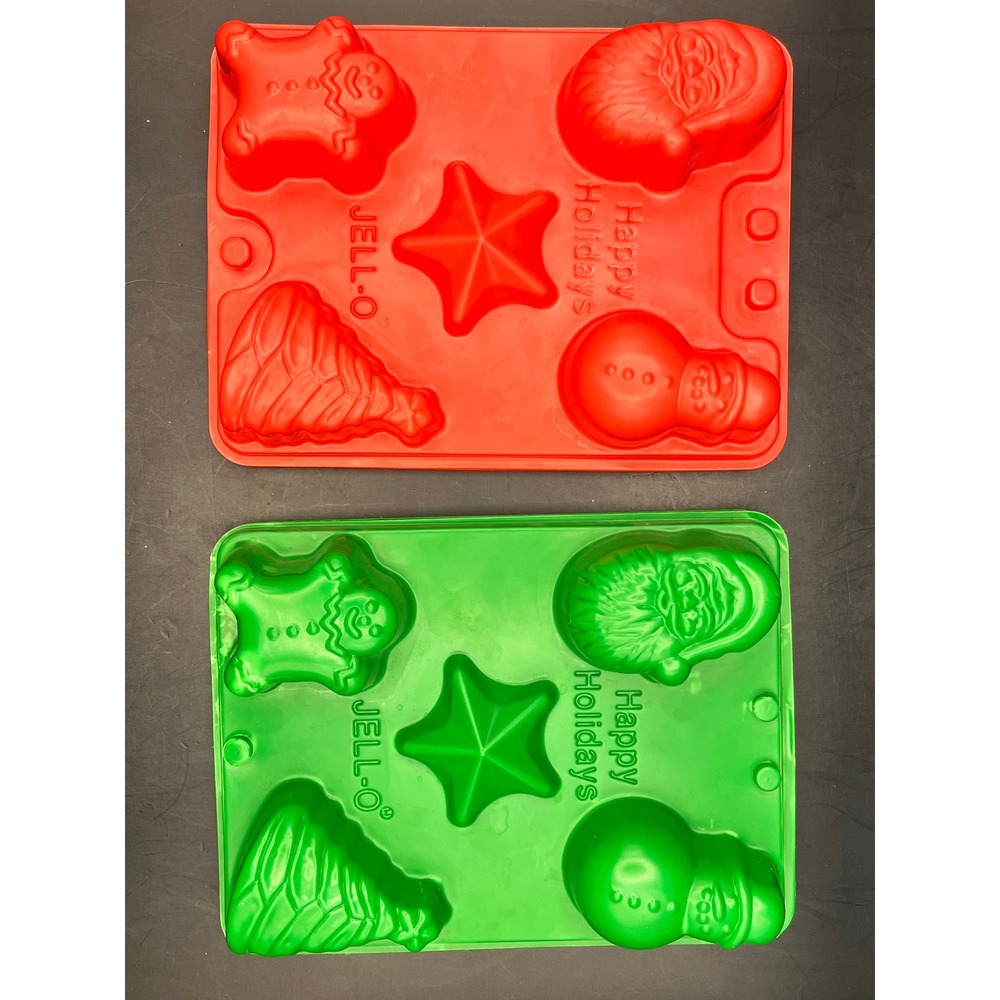 Set‎ of 4 Kraft Foods Jell-O Happy Holidays Christmas Santa Mold Green Red Trays
